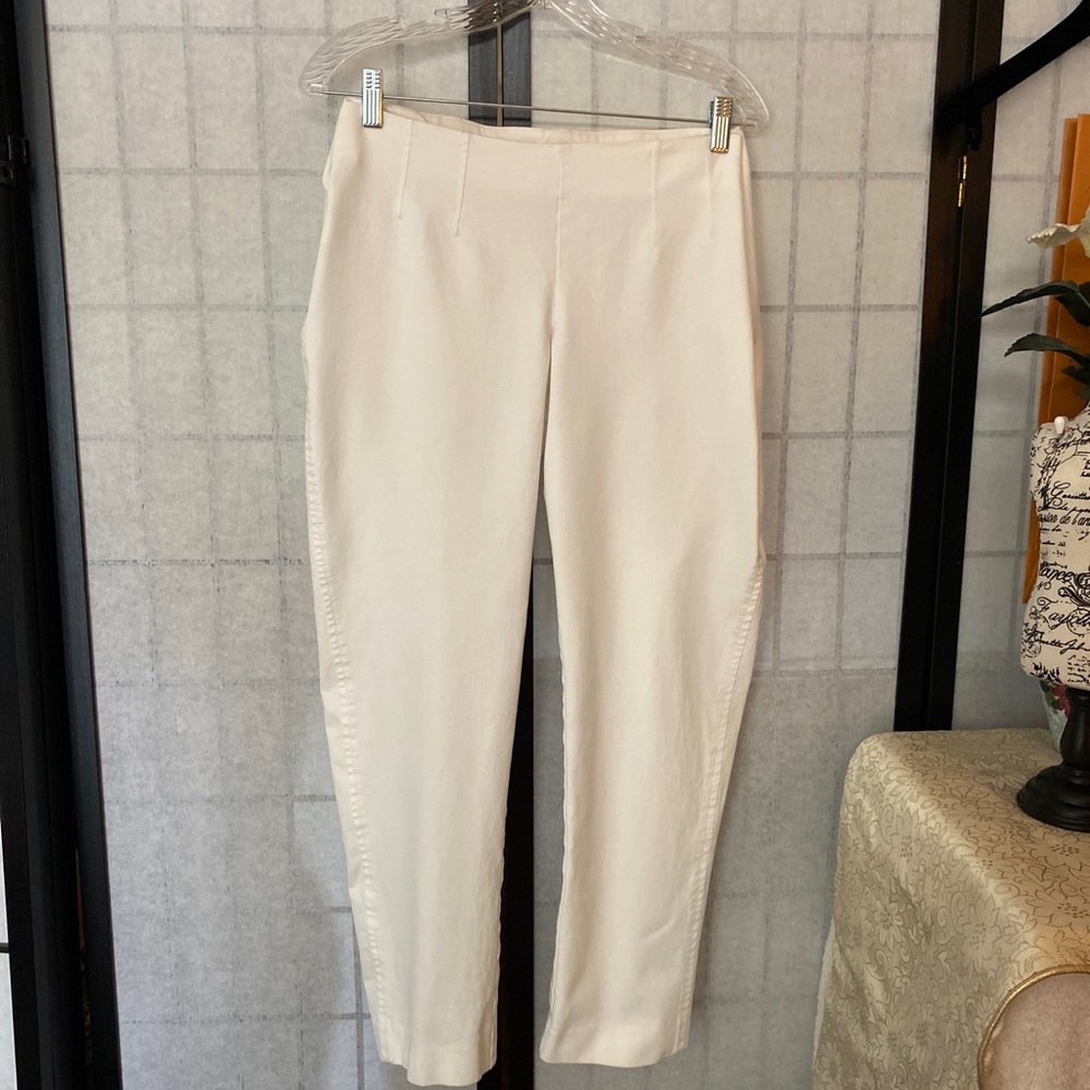 Lilly Pulitzer Women 12 Casual Stretch White Clean Finish Side Zip Pants